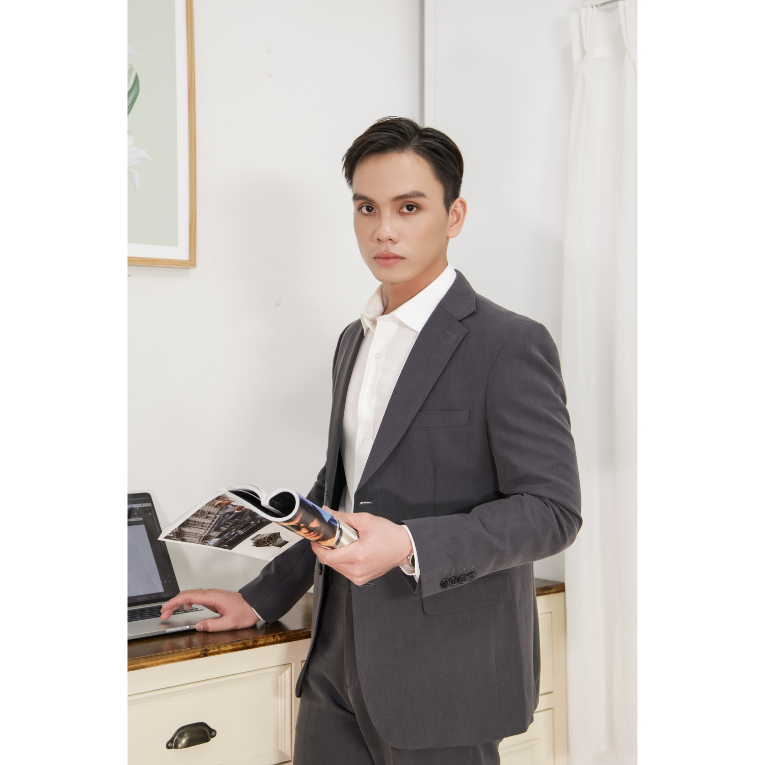 Bộ suit công sở may đo, thiết kế hai hàng khuy đơn, BASIC-SUIT-3 kiểu dáng Slim Fit, phong cách thanh lịch và sang trọng - HY.WO