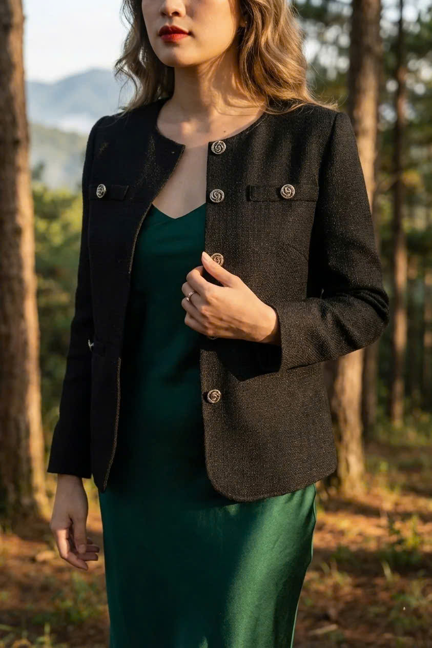Áo Khoác Nữ, Áo Jacket Tweed Nam Hà TOP187 thời trang thiết kế Hity