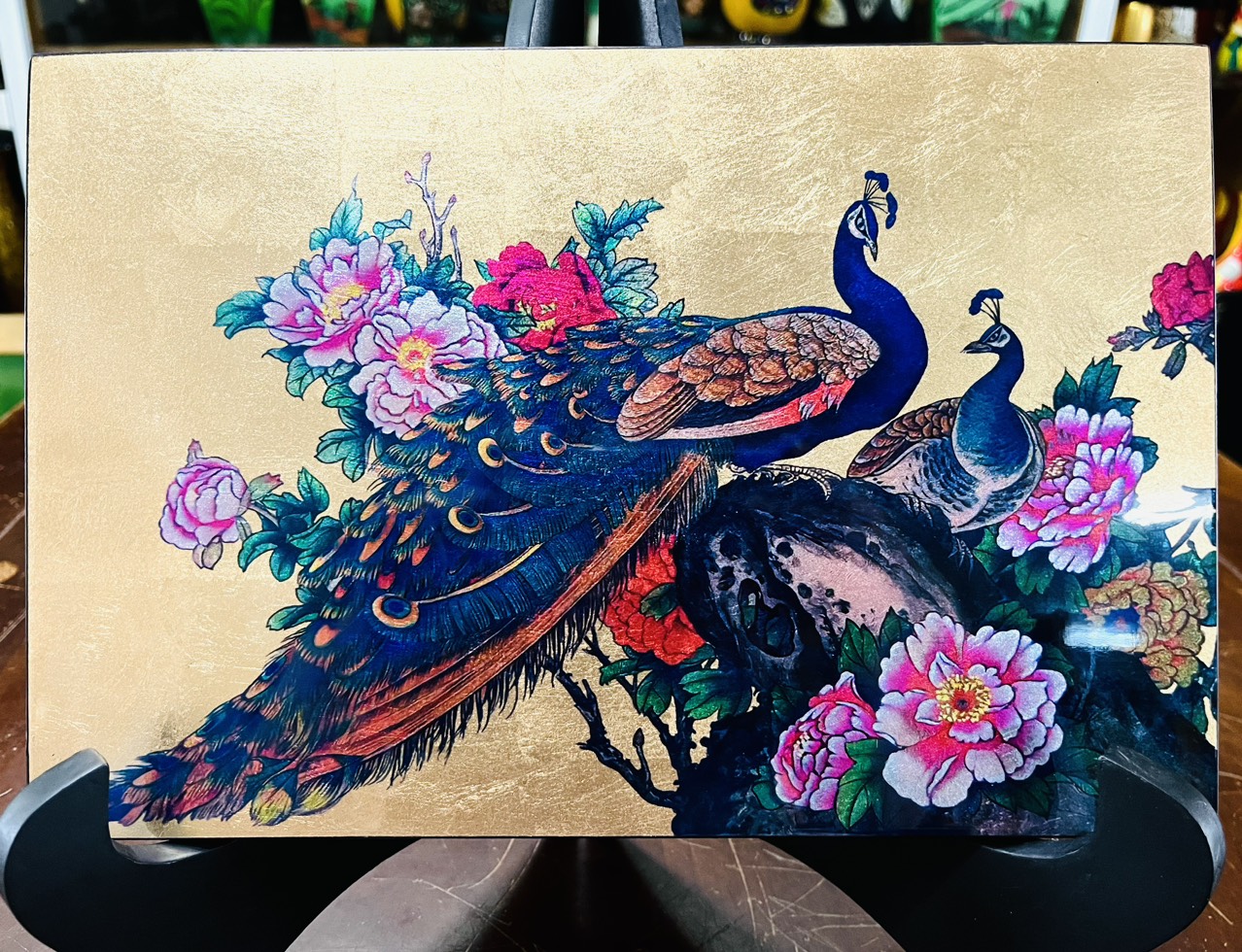 Tranh sơn mài vẽ màu kết hợp dát vàng/ bạc Thanh Bình Lê, hàng xuất khẩu 20x30 cm