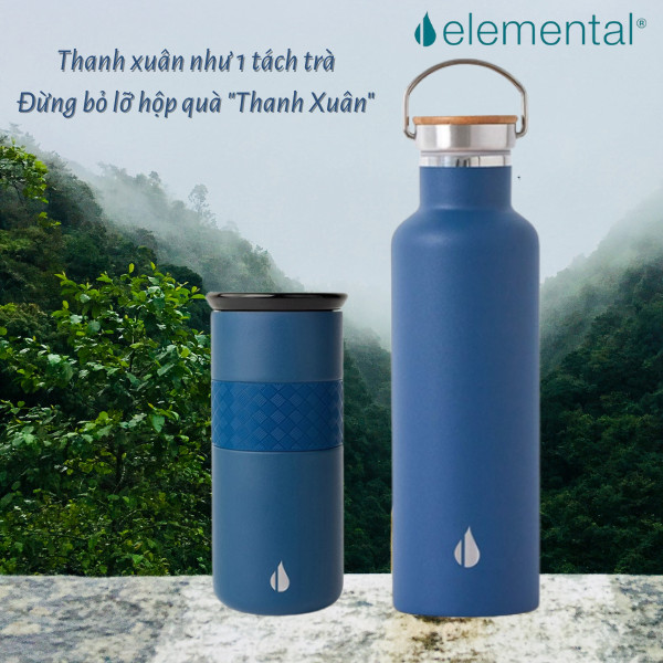 Set hộp quà tặng Sinh nhật, set Thanh Xuân, bình giữ nhiệt và ly giữ nhiệt Elemental cao cấp