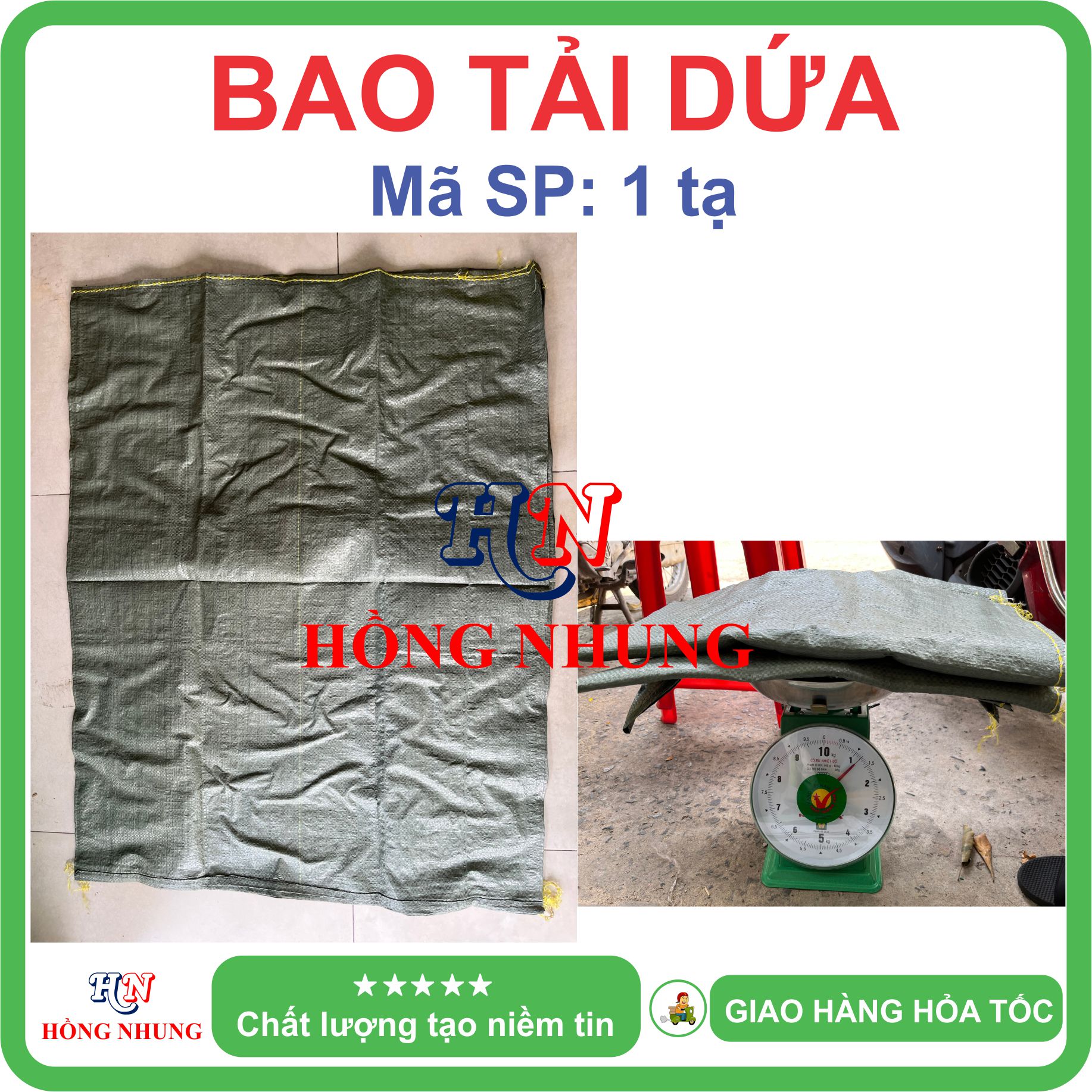 COMBO 5 Bao tải dứa 2 tạ / 1,5 tạ / 1,2 tạ / 1 tạ chuyên đóng hàng - Chất liệu nilon dai, bền đẹp, chắc chắn.