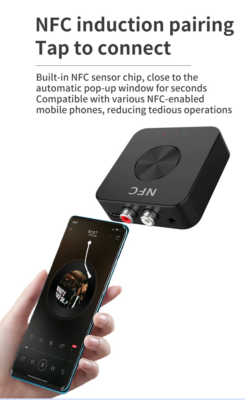 ROGTZ - Bộ Thu Phát Âm Thanh Bluetooth 5.0 2 Trong 1 BT-21, Hỗ trợ NFC, Pin 200mAh 8 Giờ, Chip Xử Lý Âm Thanh Thế Hệ Mới, 2 Cổng Âm Thanh RCA và AUX, Thiết Kế Nhỏ Gọn - Hàng Chính Hãng