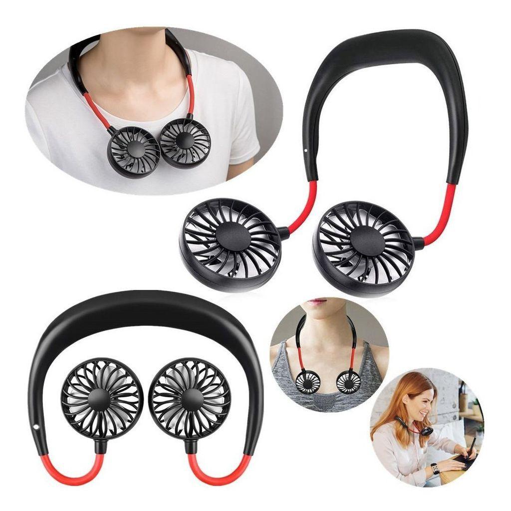 Quạt Mini Quàng Cổ Cầm Tay Xoay 360* - Tích Điện Sạc Pin USB 3 Cấp Độ Gió Siêu Mát Tiện Lợi