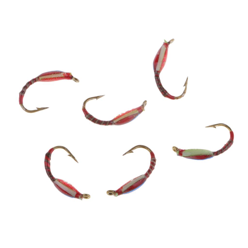 6pcs Nymphs Trout Fly Fishing Flies Dry Flies Fly Fishing Lures Baits