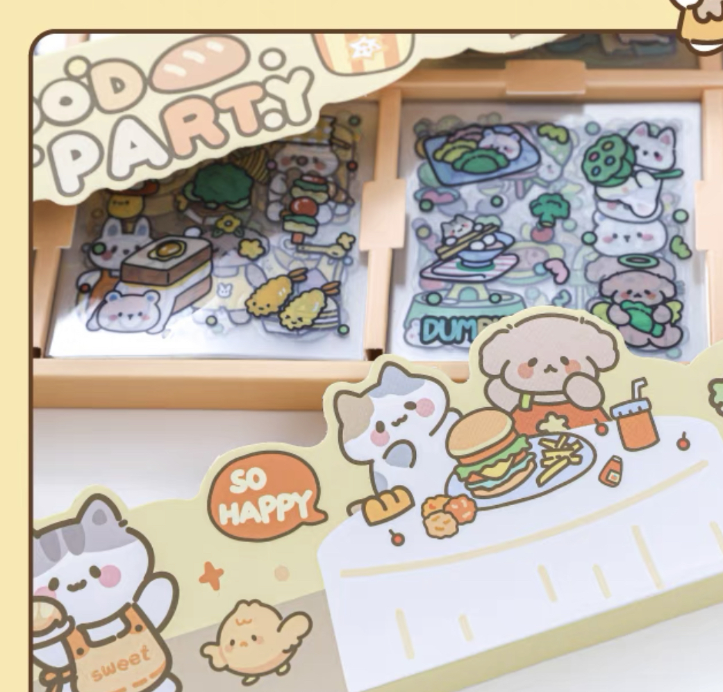 Sticker Bộ 200 Miếng Dán Trang Trí Food Party (PVC)