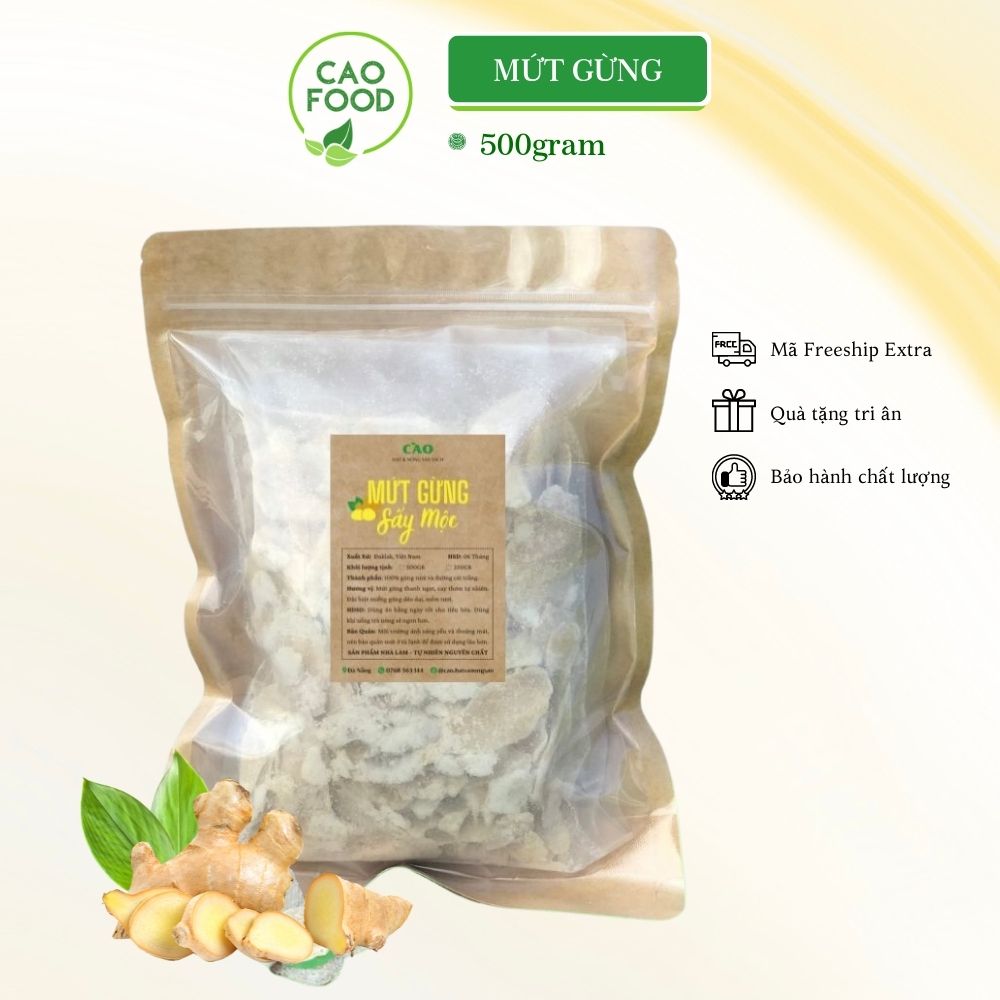 [500GR] Mứt gừng sấy mộc CAO Food từ gừng già Huế sạch tự nhiên 100% - Đặc sản Mứt gừng Huế nhà làm thơm ngon phải thử