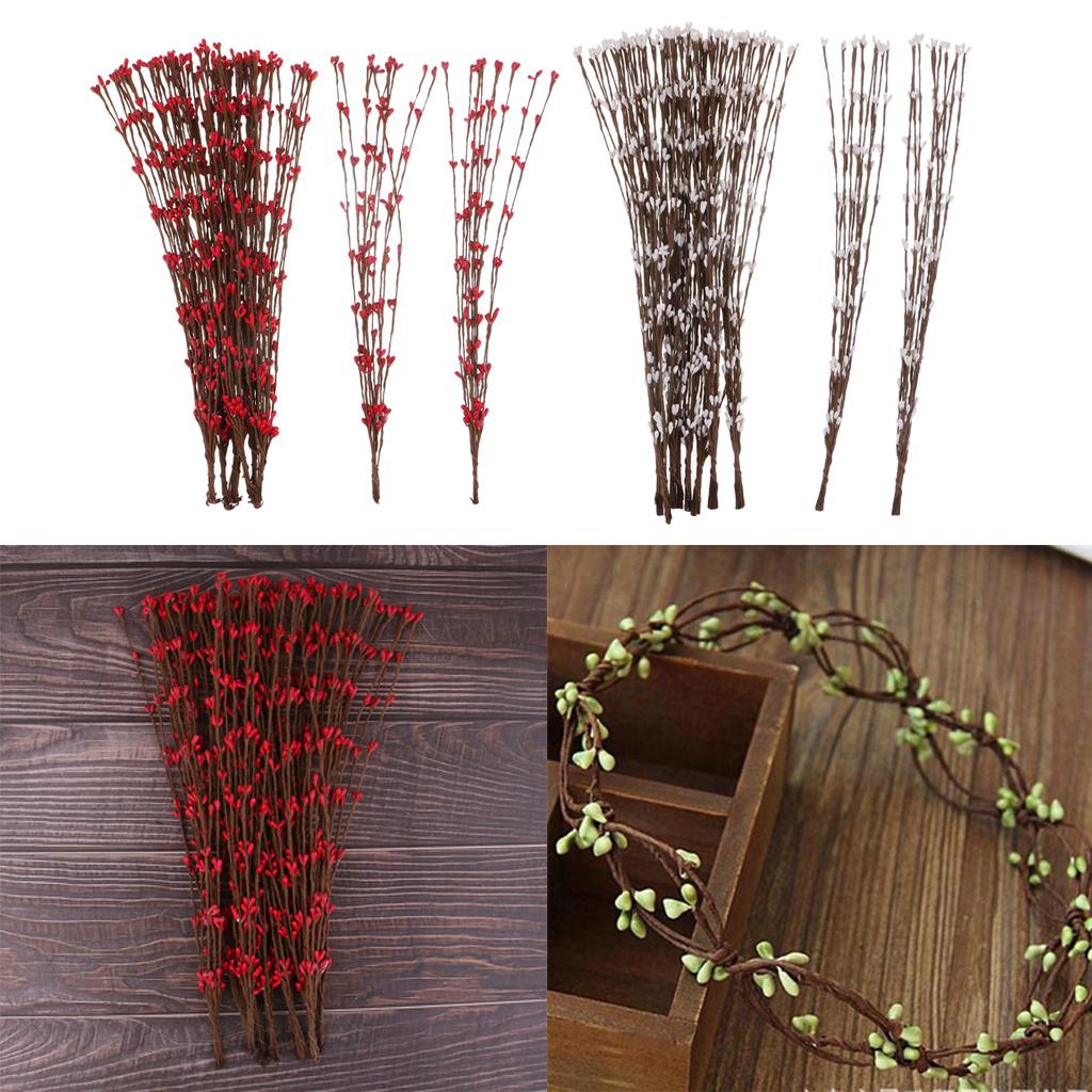 200x Pip Berry Garland Stem Rustic Wall Door Decor DIY Party Favor Red White