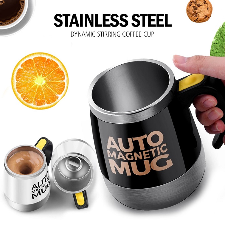 Cốc tự khuấy Auto Magnetic Mug 450ml (Giao màu ngẫu nhiên) - Tặng kèm đèn pin bóp tay mini