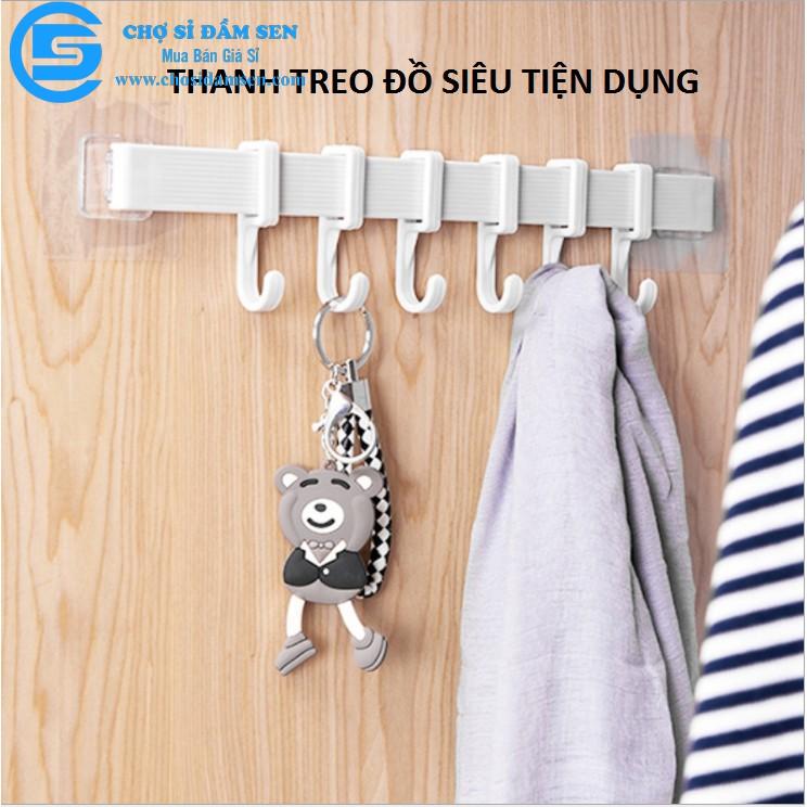Thanh treo đồ dán tường,tủ quần áo, nhà bếp, có 6 móc chịu lực tiết kiệm diện tích