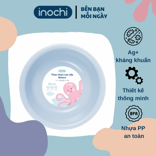 Thau nhựa cao cấp Inochi - Notoro 38cm màu Xanh