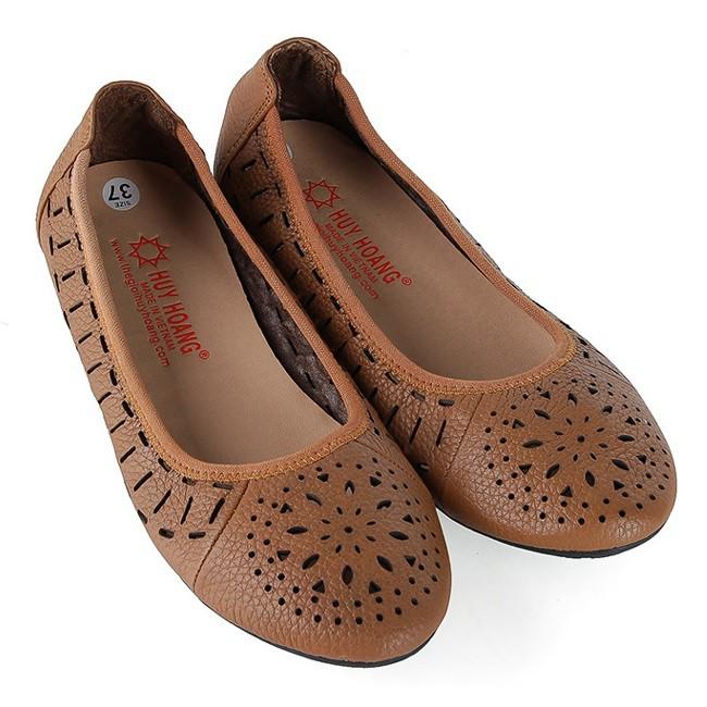 Giày nữ hoa văn Huy Hoàng da bò màu da, đen, nâu đất HT7950-51-52