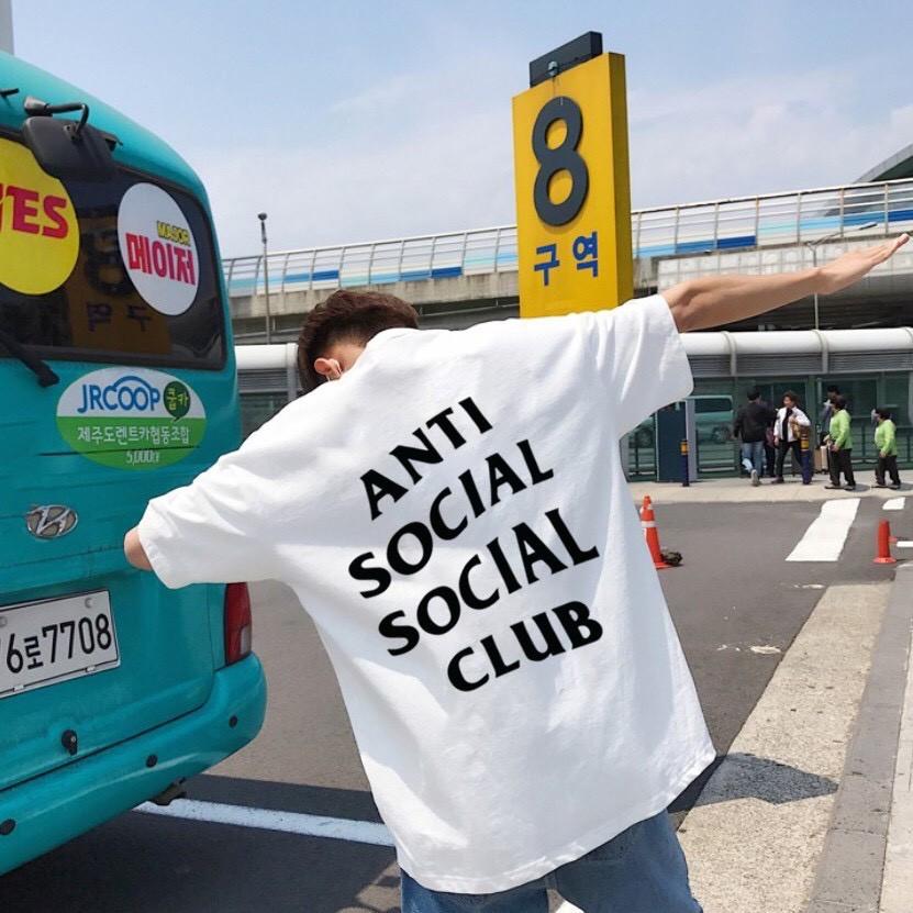 Áo Thun , Áo phông Nam Nữ chữ ANTI SOCIAL SOCIAL CLUB Phản Quang Tay Lỡ unisex Form Rộng