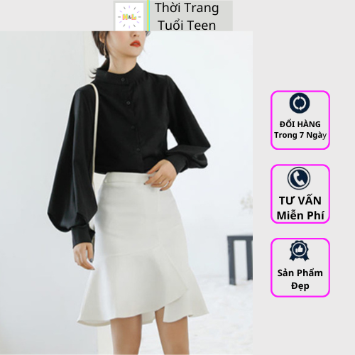 Áo sơ mi nữ tay dài công sở form rộng phong cách đẹp sang trọng trẻ trung vải lụa mềm mịn-MNV01