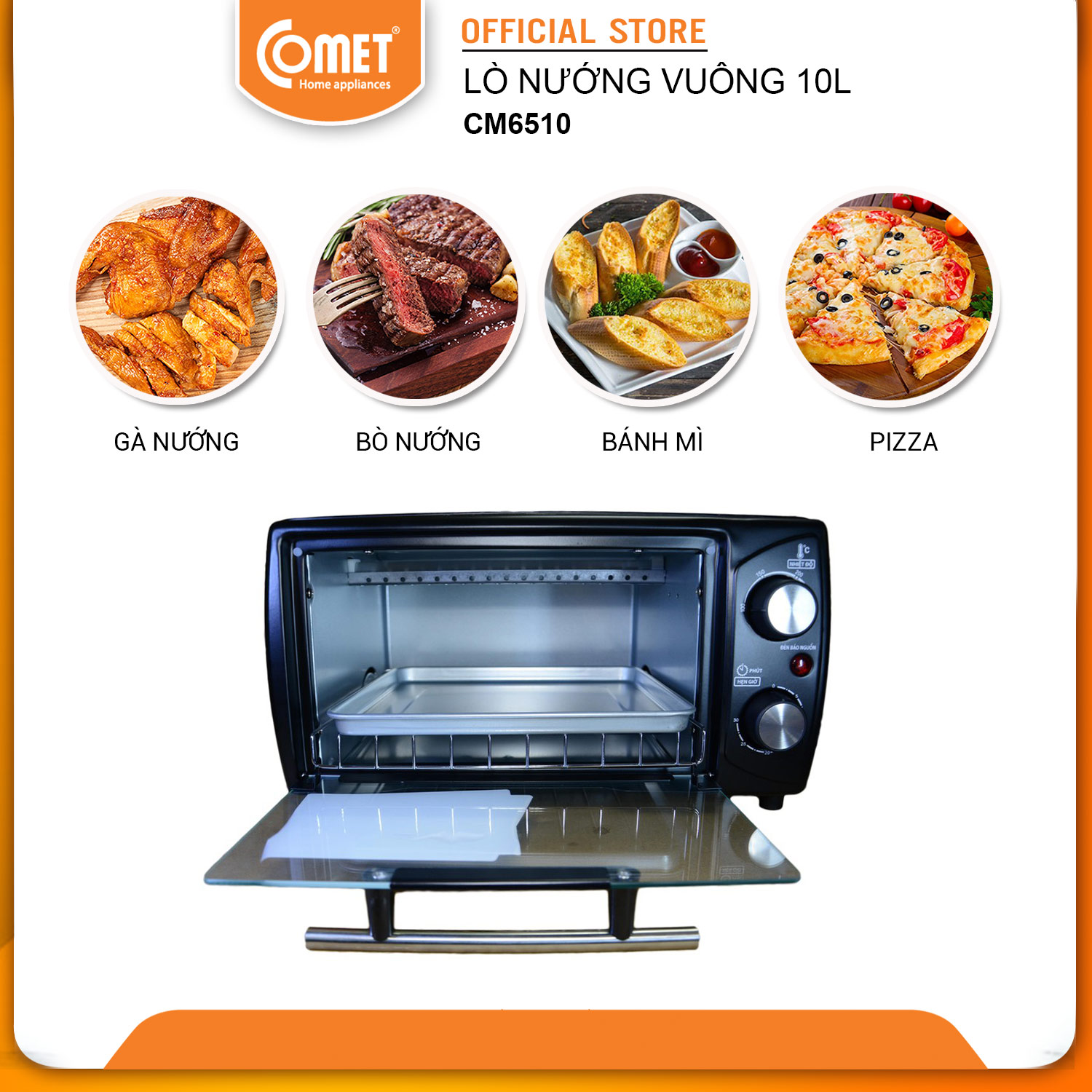 Lò Nướng Điện Đa Năng Comet CM6510 - Đen - Hàng Chính Hãng