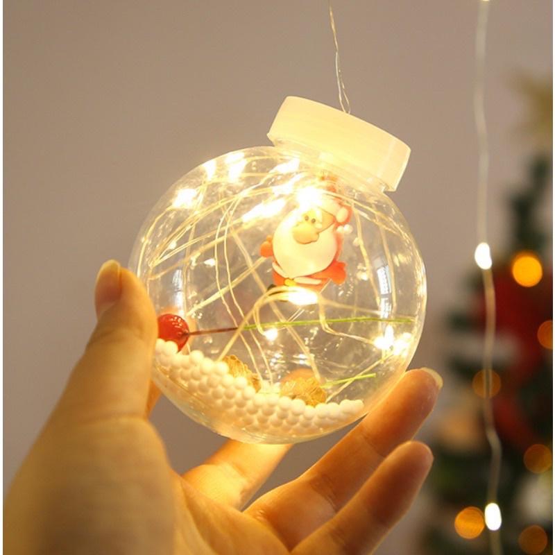 (HOT) Đèn rèm Noel hình bóng đèn tròn chứa ÔNG GIÀ NOEL, TUẦN LỘC, CÂY THÔNG, NGƯỜI TUYẾT trang trí Giáng Sinh NOEL