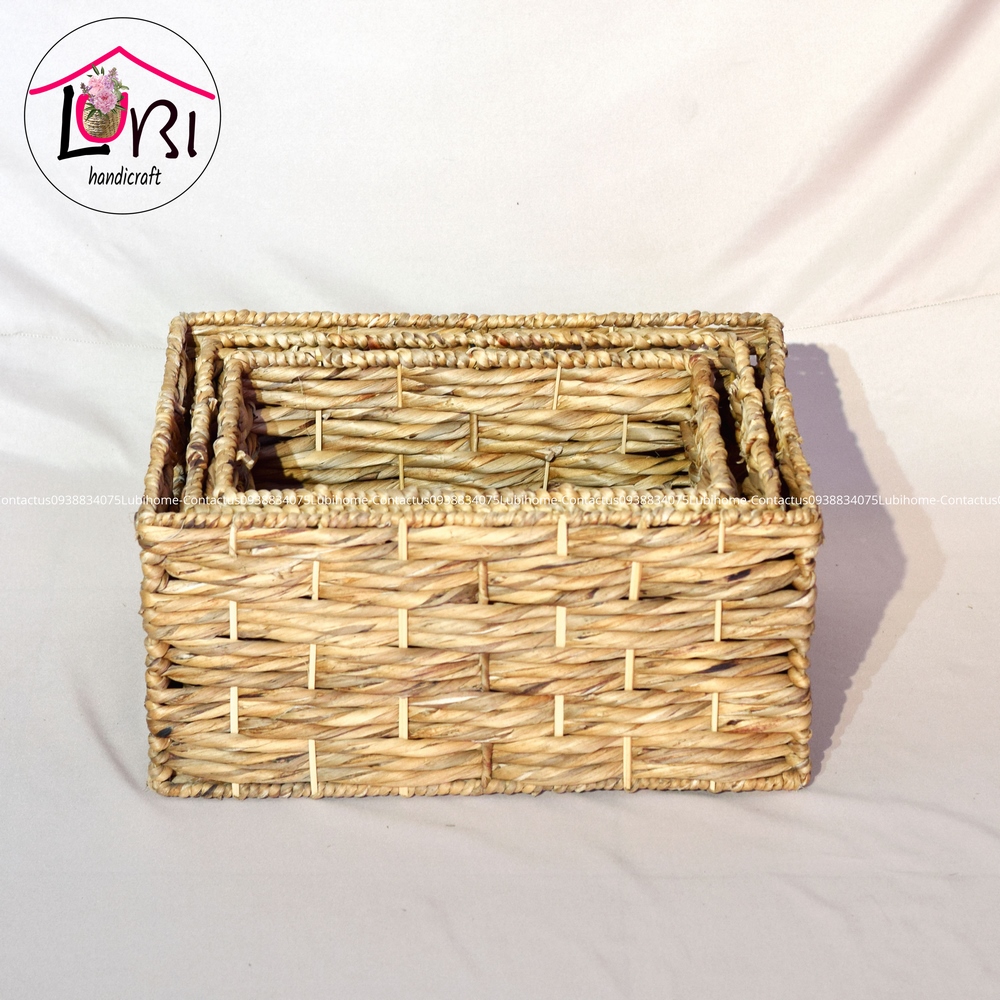 Sọt đựng đồ lục bình hình chữ nhật - bộ 3