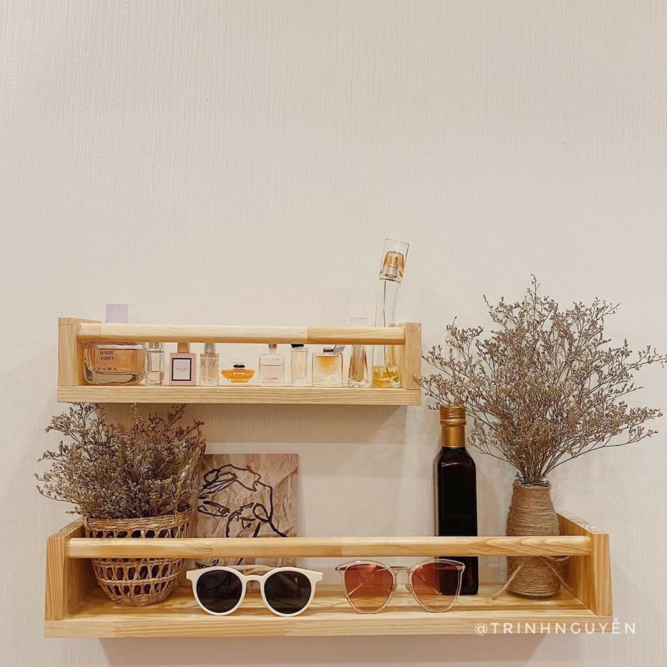 Set 3 Kệ gỗ treo tường Chữ U Đựng Gia Vị kệ để sách Giá treo đa năng phòng tắm gỗ thông tư nhiên