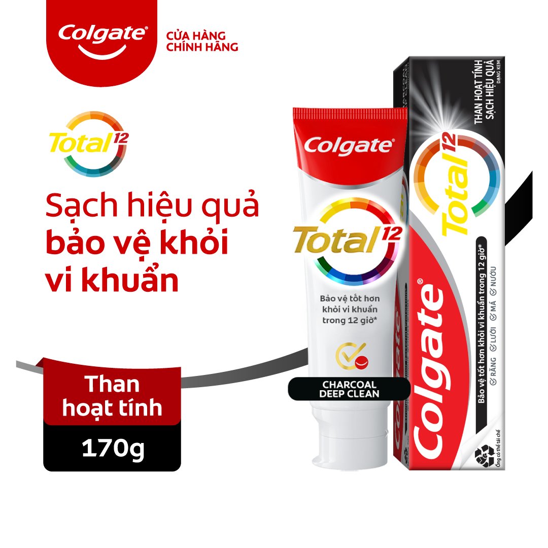 Kem đánh răng Colgate Total than hoạt tính bảo vệ toàn diện 190g/hộp