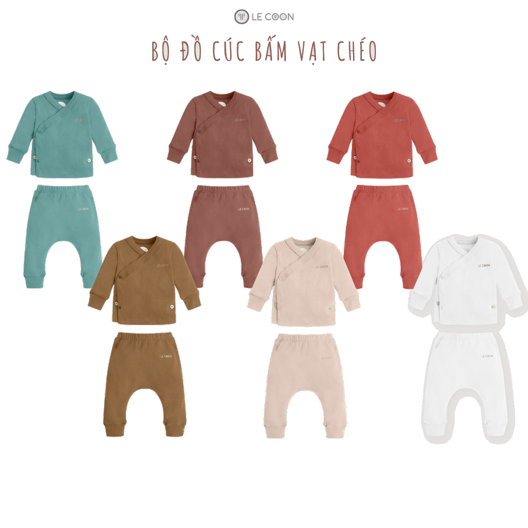 LE COON | Bộ Đồ Cúc Bấm Vạt Chéo | COMFY | 0 tháng - 3 tuổi