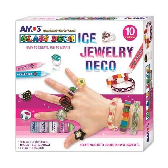Bộ bút vẽ trang sức Nhẫn và Vòng tay nhập khẩu Hàn Quốc AMOS Glass Deco Ice Jewelry Kit GD10P10IJ