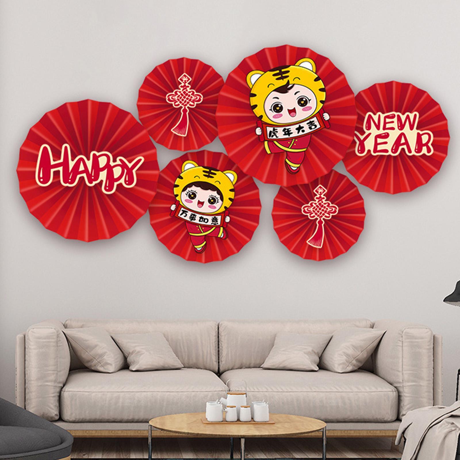 Set 12 chiếc Quạt Giấy Hoa Quạt Sáng Tạo Dán Tường Trang Trí Tết Nguyên Đán