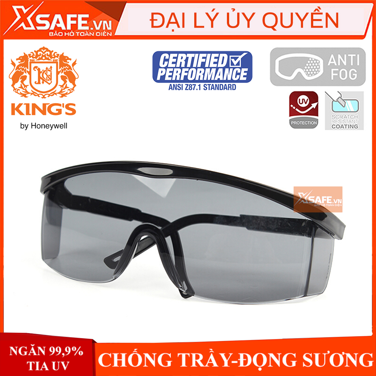 T- Kính bảo hộ Kings KY152 Mắt kính chống bụi chống trầy xước chống tia UV đọng sương dùng cho lao động, đi xe máy