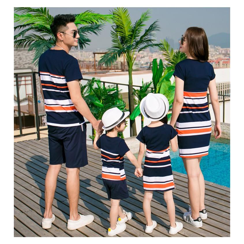 Áo gia đình - Áo váy thun ngắn tay không cổ Cotton cao cấp AG11