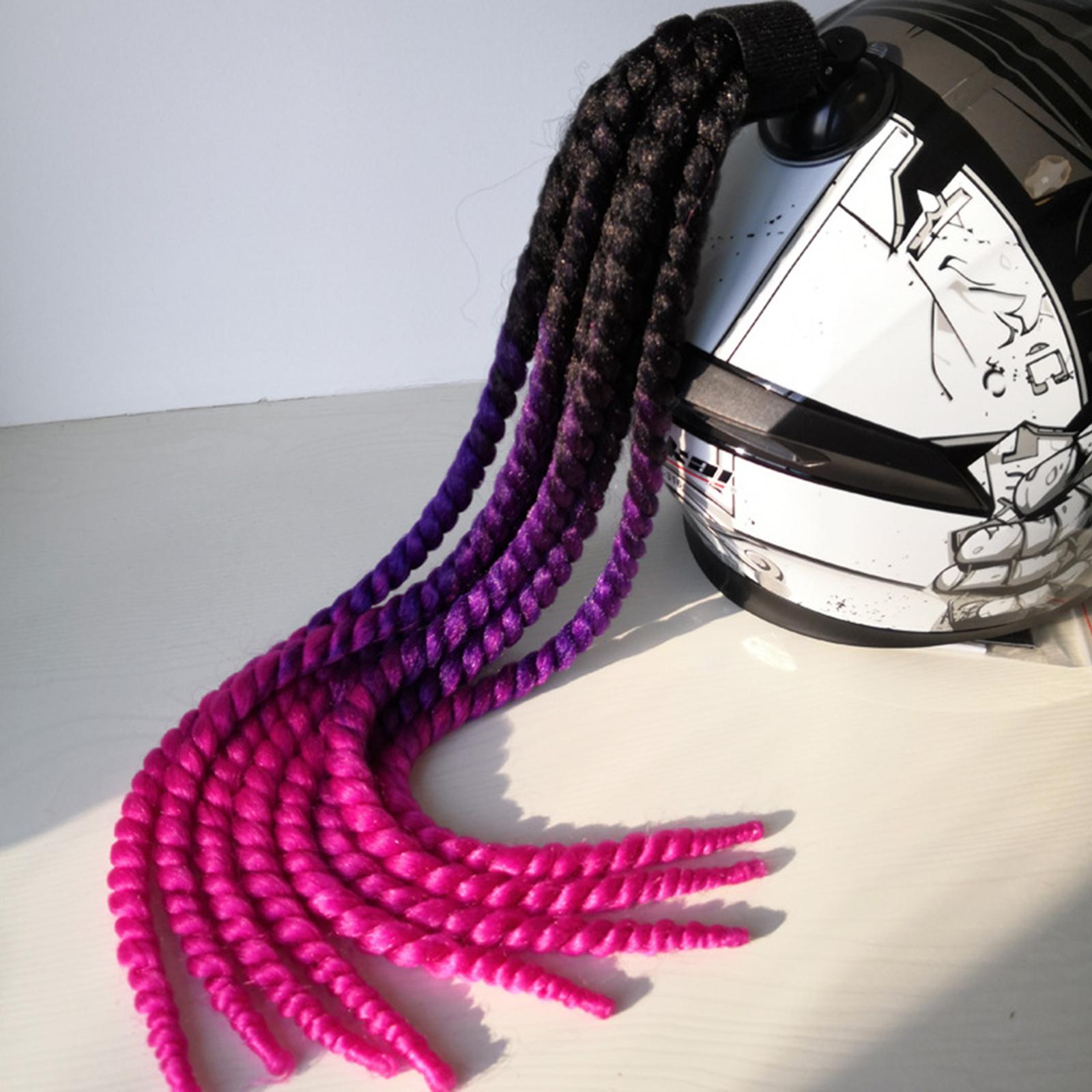 Helmet Pigtails Gradient Ramp Helmet Braids Ponytail Helmet Hair for Motorbike Motorcycle Helmet Braids Hair Tails