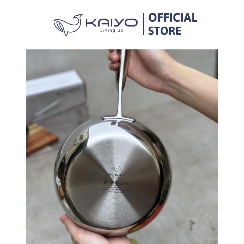 Chảo inox trơn sâu lòng thân đáy liền 3 lớp Tri-Ply Kaiyo, size 24cm