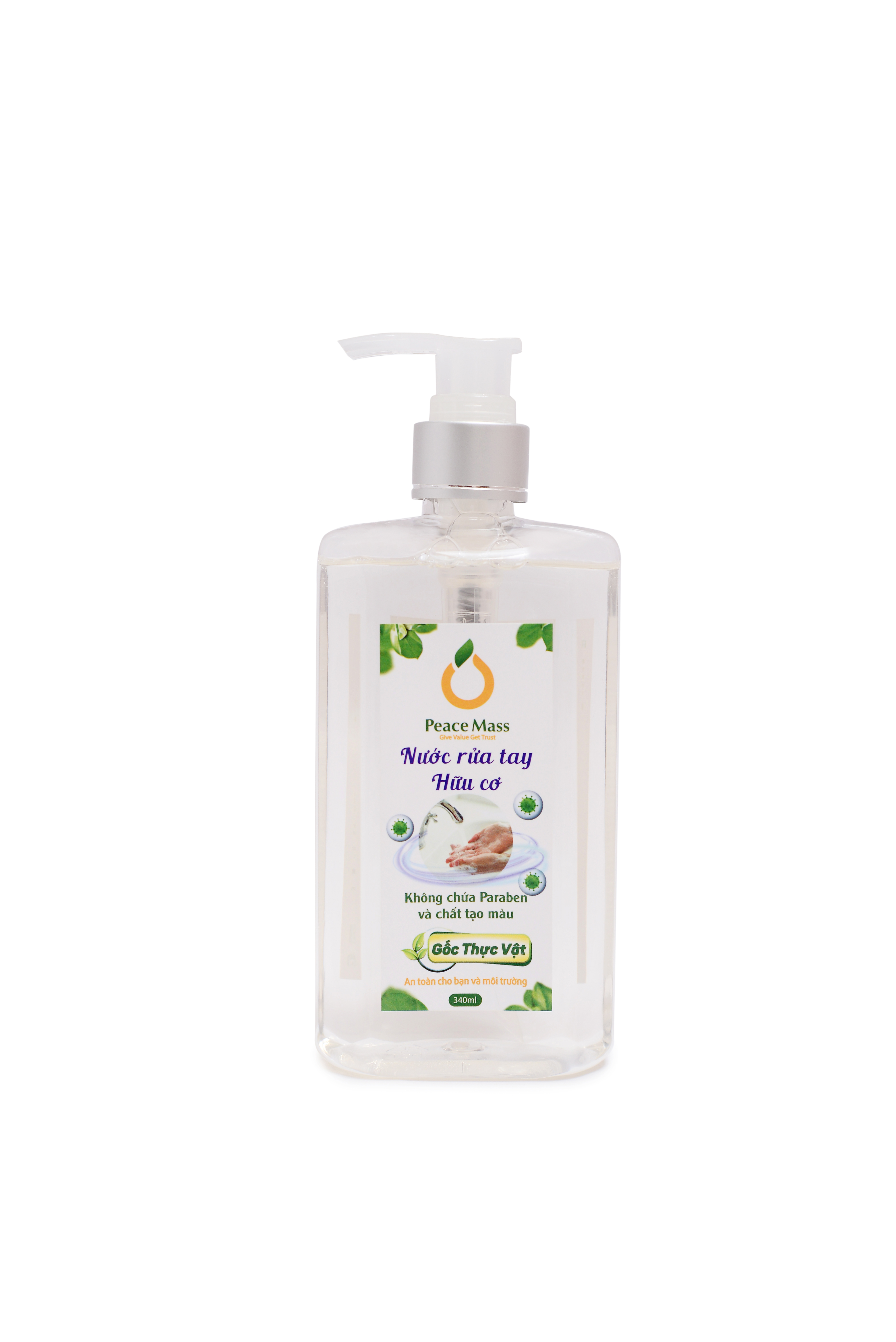 RBSC1 Combo Sản Phẩm Gốc Thực Vật Peace Mass Nước Rửa Bình Sữa 250ml (Chai tạo bọt) + Nước Rửa Tay 340ml (Thuộc nhóm Sản phẩm Lành tính / Sinh học)