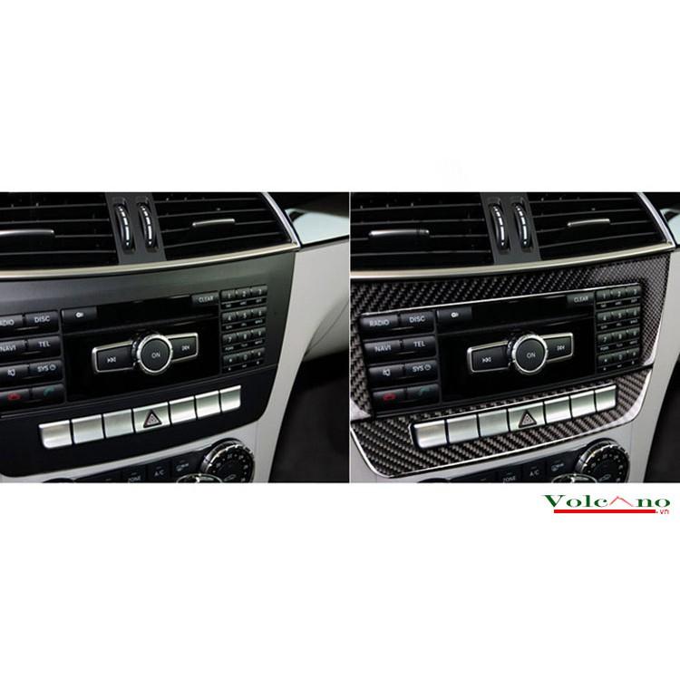 Bộ Miếng Dán Carbon Dán Trang Trí Viền Thanh Điều Khiển CD Và Điều Hòa Cho Xe Mercedes-Benz C-Class W204 C220 CDI C200 C