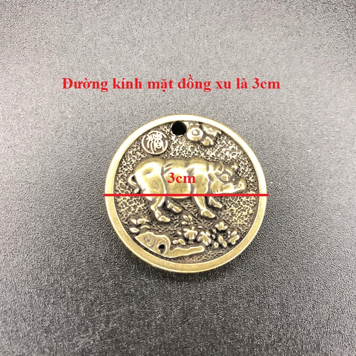 Mặt đồng xu đồng hình con Heo, làm móc đeo chìa khóa, mặt dây chuyền, quà tặng người thân, bạn bè ý nghĩa - SP002441