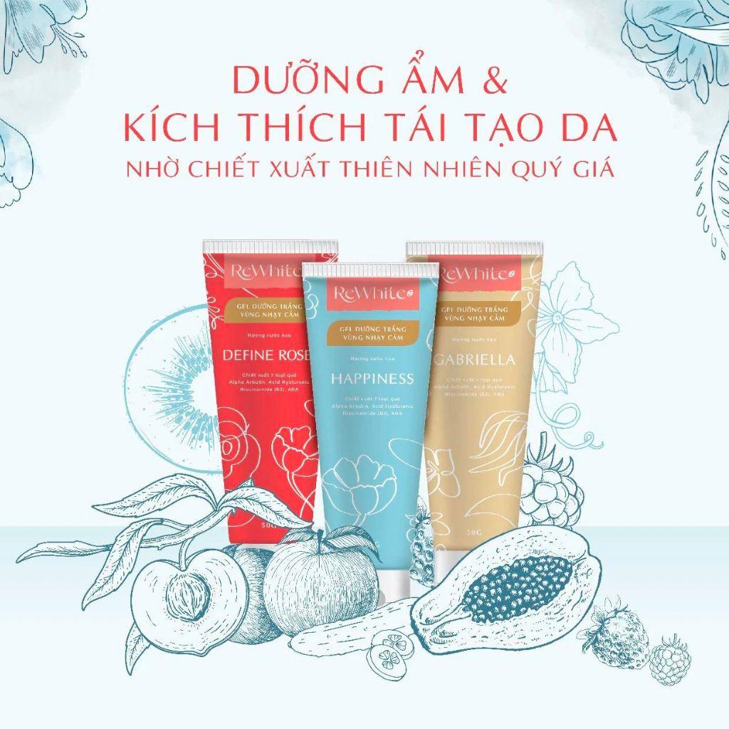 Gel Dưỡng Trắng Giảm Thâm Nách, Mông và Bikini Rewhitez Hương Nước Hoa Quyến Rũ Define Rose (Tuýp Đỏ) 50g