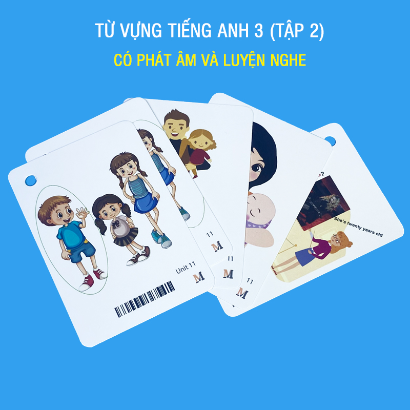 4 Bộ flashcard Tiếng Anh Lớp 1 2 3 khổ A7, có phát âm và hình ảnh sinh động