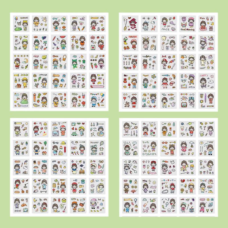 Hộp 100 tờ stickers nhựa PET PVC không thấm nước cắt sẵn không trùng mẫu dùng để trang trí