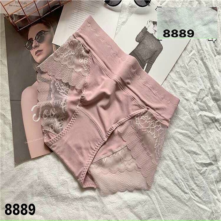 Combo 10 quần lót cotton lưng cao phối ren