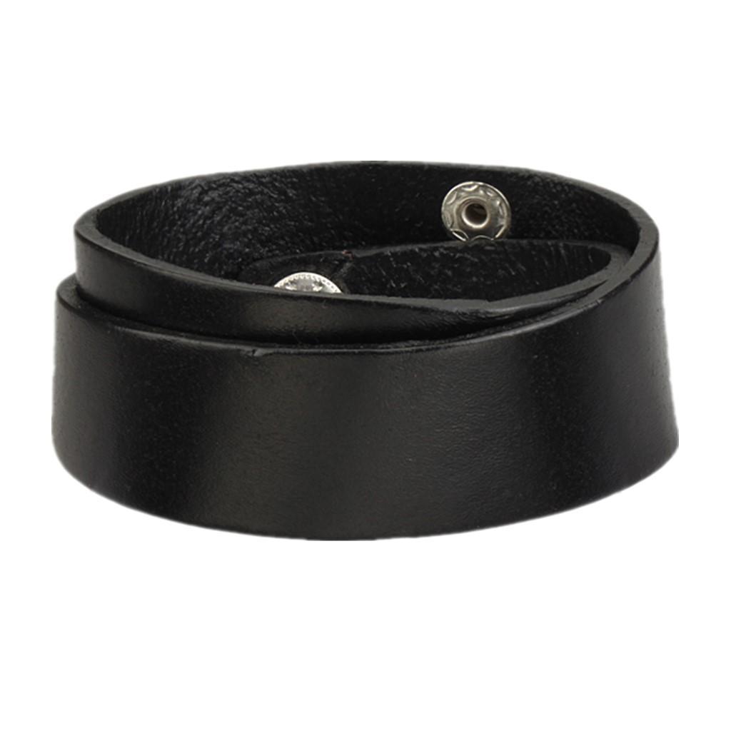 Novelty Creative PU Leather Double Circle Double Buckles Bracelet Black