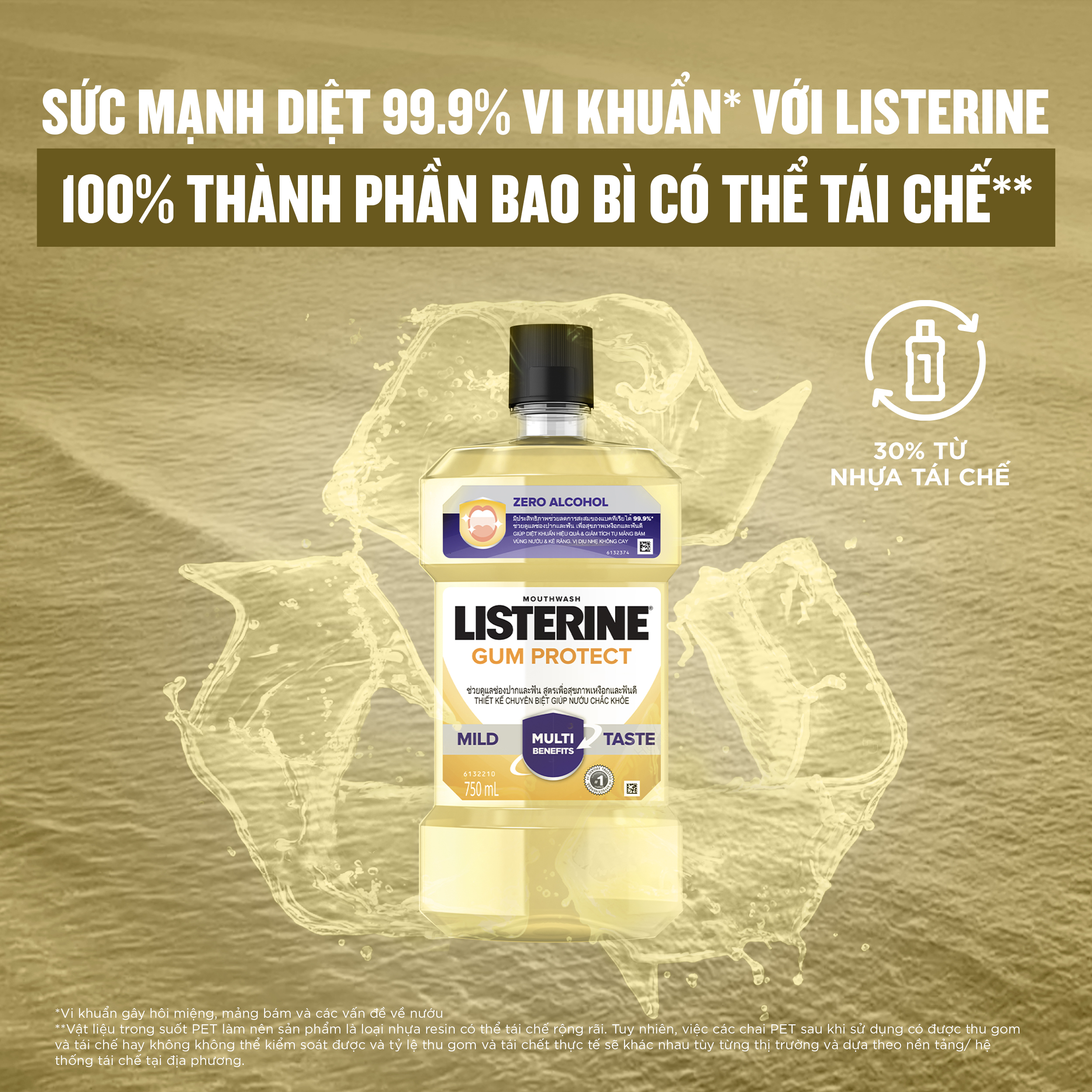 Bộ 2 Chai Nước súc miệng giúp nướu chắc khỏe Listerine Gum Care 750ml/chai 101109930