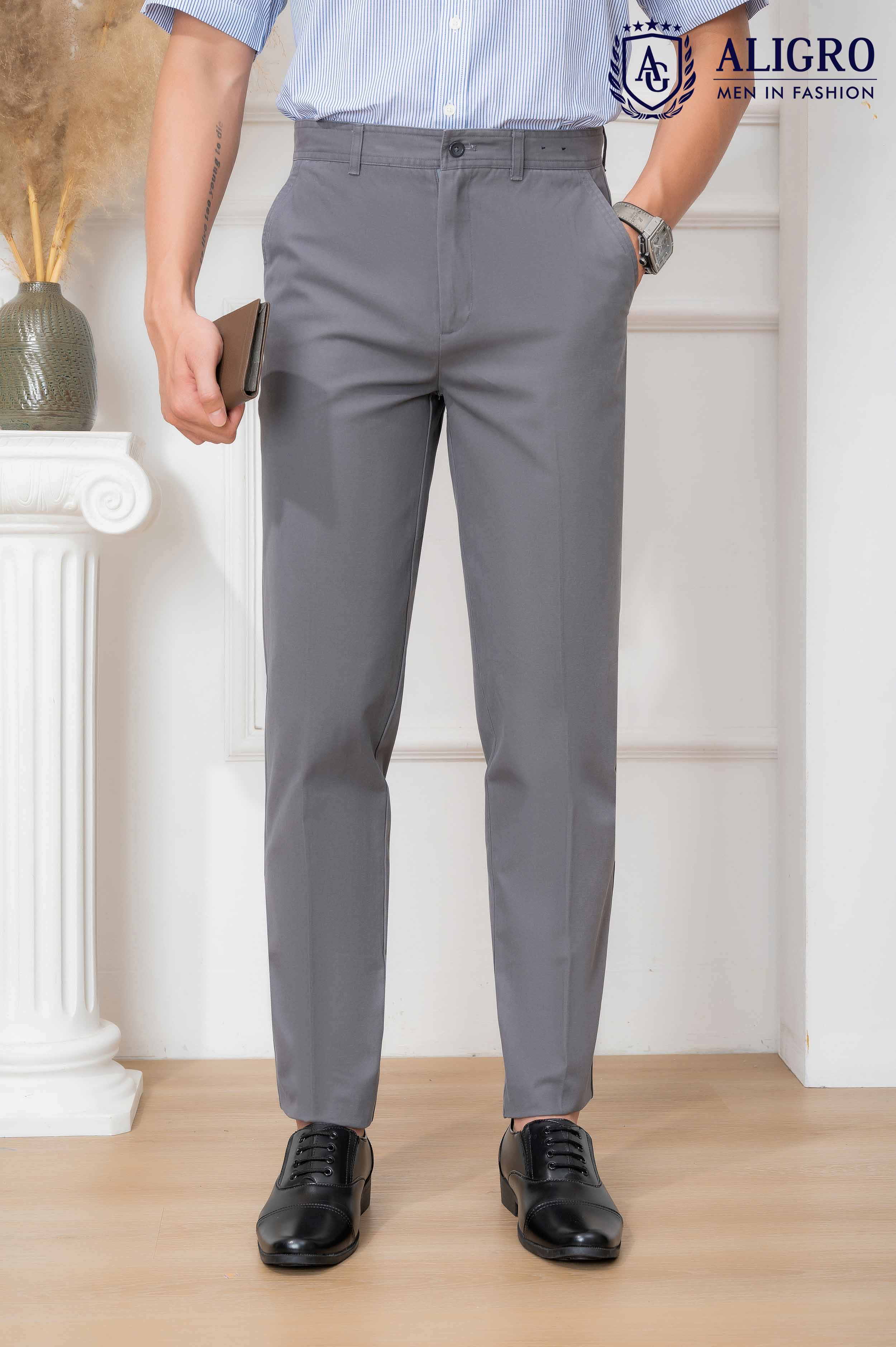  Quần kaki nam công sở màu ghi đậm ALGK058