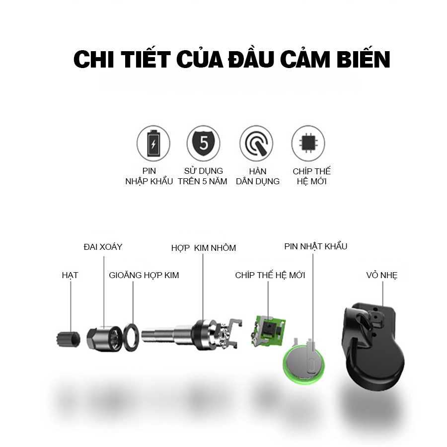 Cảm biến áp suất lốp van trong không dây STEELMATE Chính Hãng