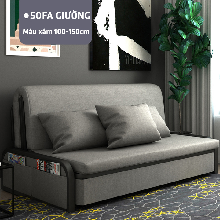 Sofa giường mini, Ghế sofa kiêm giường ngủ gấp gọn, Ghế giường thông minh phong cách Bắc Âu, Ghế sofa phòng ngủ thiết kế đơn giản, tặng kèm 2 gối cao cấp