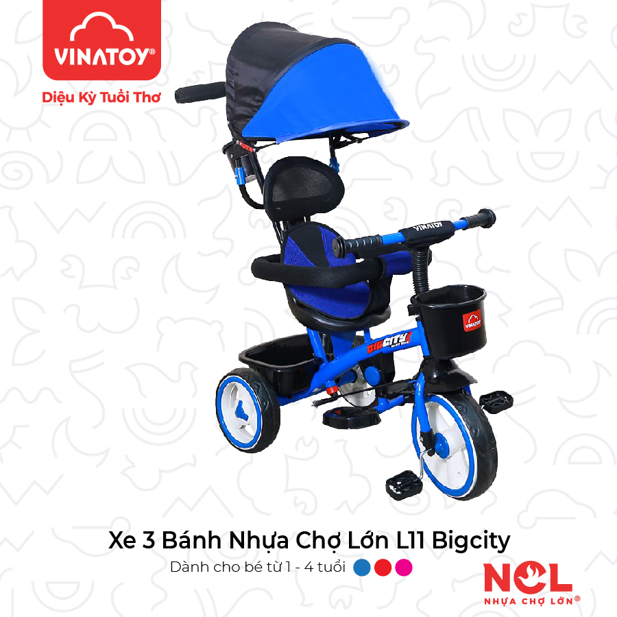 Xe 3 Bánh Nhựa Chợ Lớn L11 Big City (Có mái che) - M1853-X3B