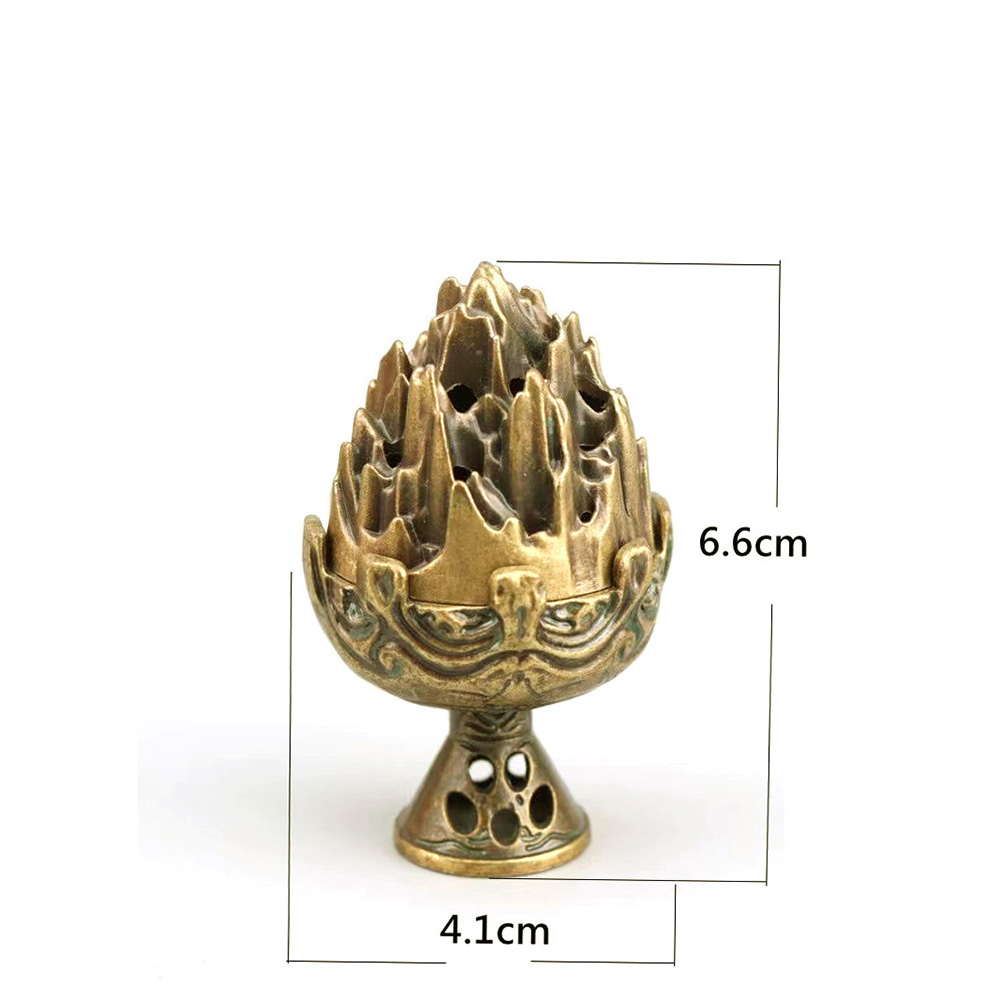 Đế đốt trầm hương bằng hợp kim Đế xông trầm lư đồng mini tháp núi non bộ