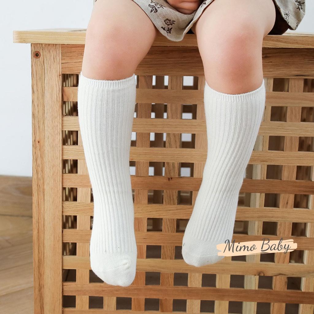 Tất vớ cổ cao màu trơn kiểu hàn, tất không gót unisex cho bé 1-4y Mimo baby T11