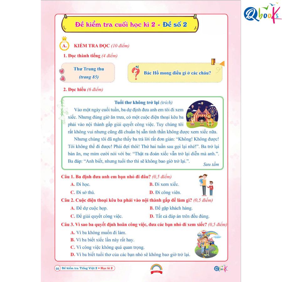 Đề Kiểm Tra Tiếng Việt Lớp 2 - Chân Trời Sáng Tạo - Cả năm (1 Cuốn) - Bản Quyền