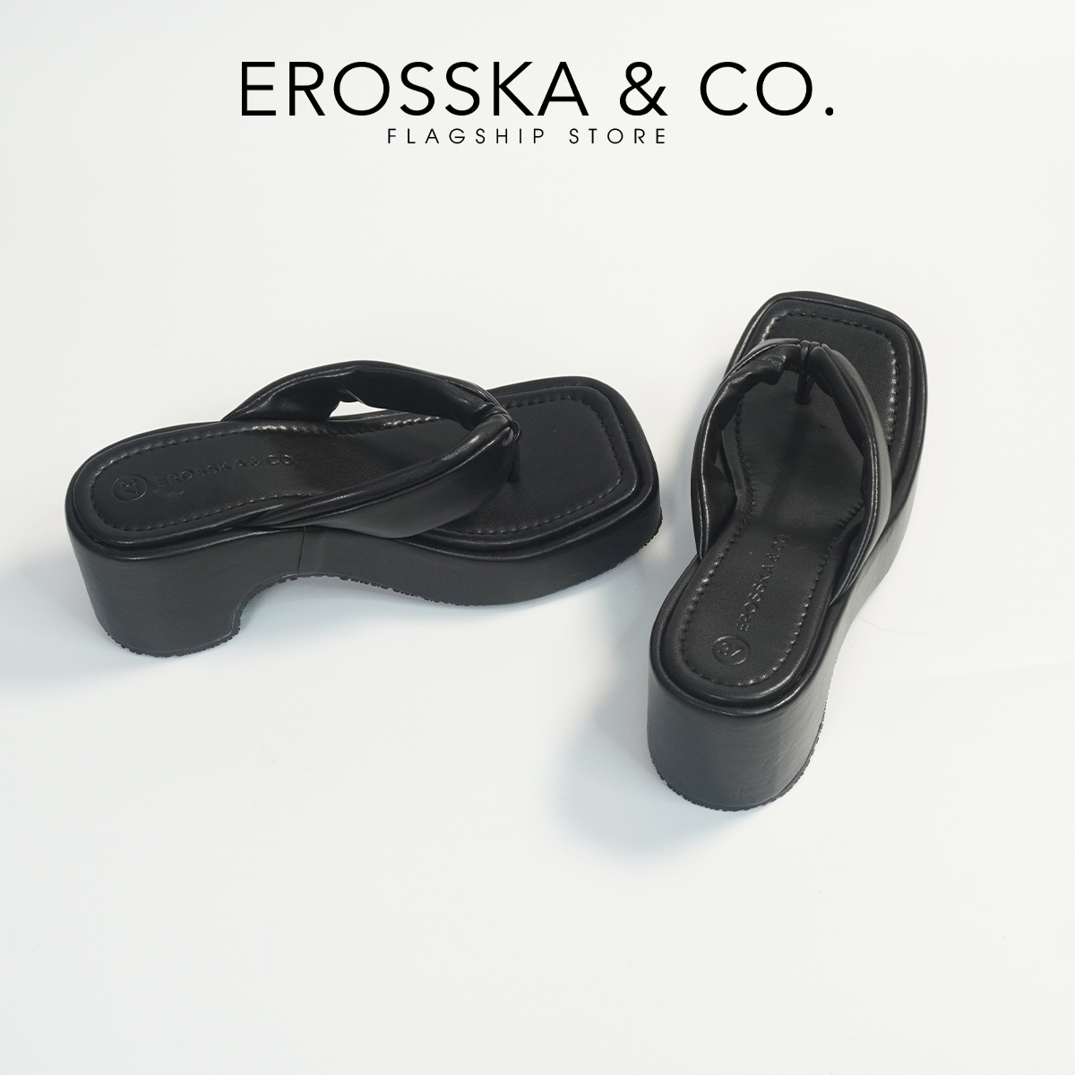 Erosska - Dép nữ thời trang đế xuồng dày xỏ ngón cao 7cm - SB022
