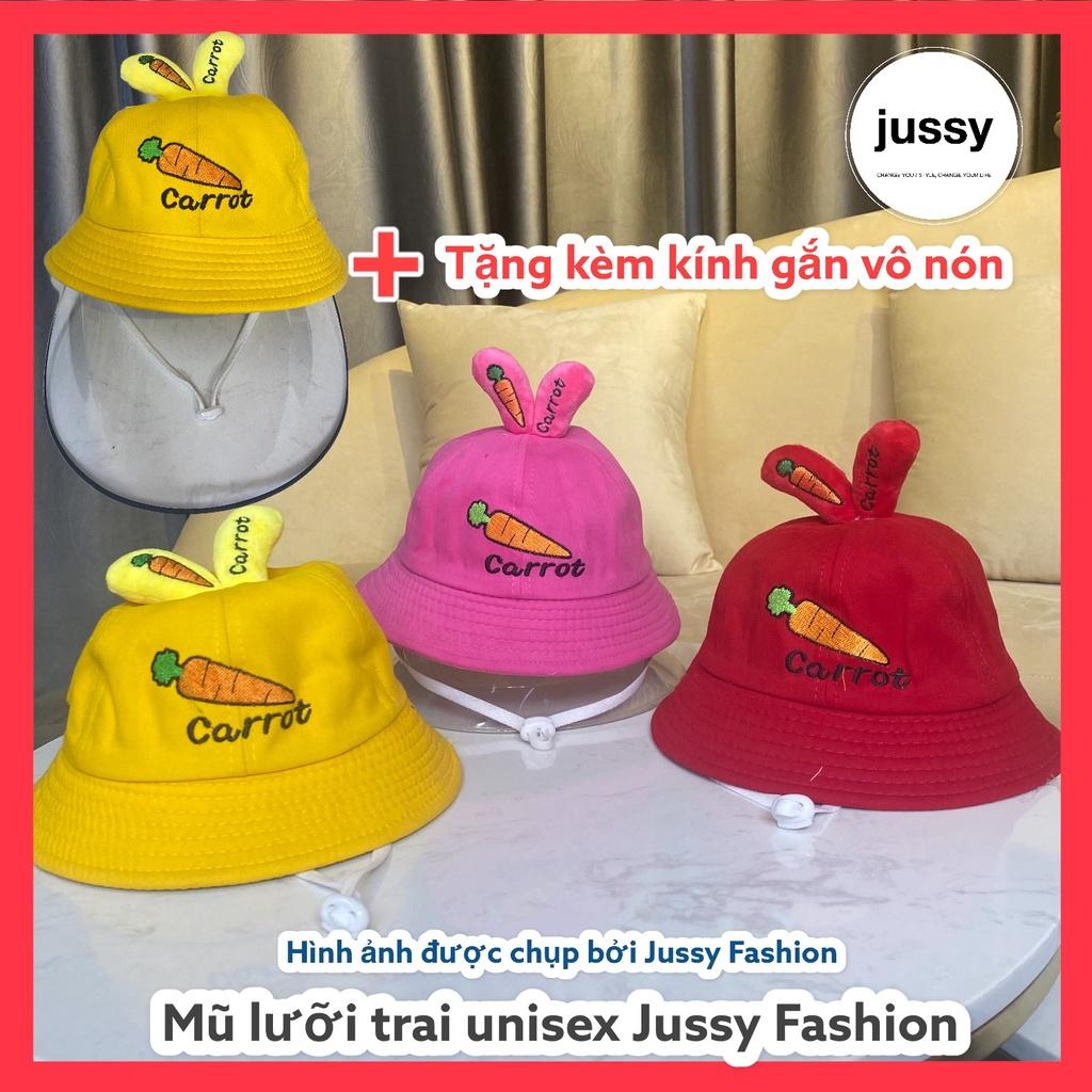 Mũ Chống Giọt Bắn Cho Bé Hình Tai Thỏ Jussy Fashion Kiểu Dáng Mũ Bucket Kèm Kính Chắn Gió, Che Bụi Cho Bé Từ 1-5 Tuổi