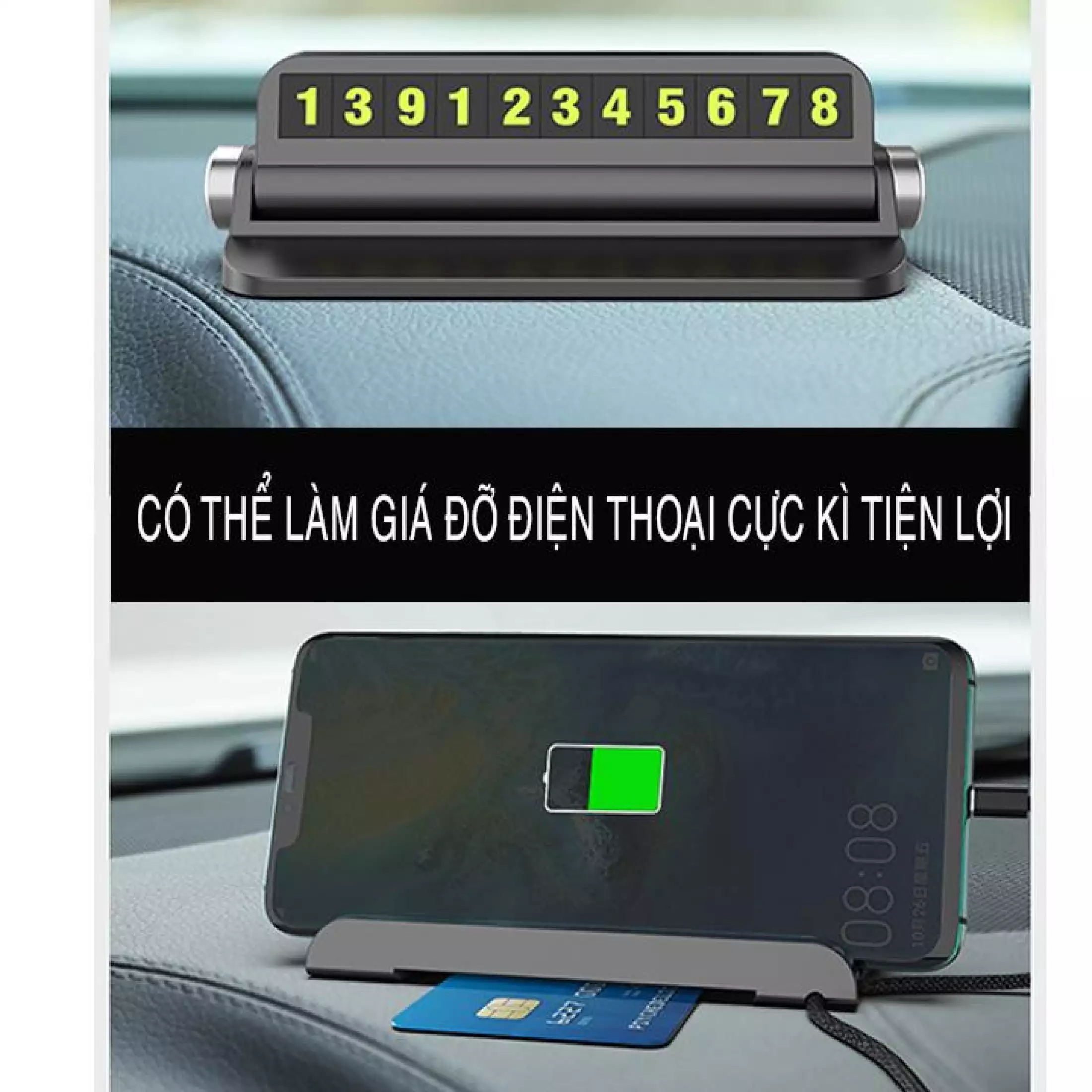 Bảng Ghi Số Điện Thoại Gắn Taplo Oto Tiện Lợi, Kiêm Đế Đỡ Điện Thoại Đa Năng, Thiết Kế Nhỏ Gọn, Đẹp Mắt