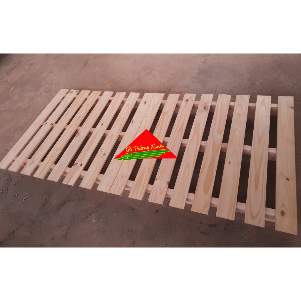 Giường ngủ tự đóng kiểu pallet cao 10cm, 1mx2m, 1m2x2m gỗ thông mới đẹp, chắc chắn