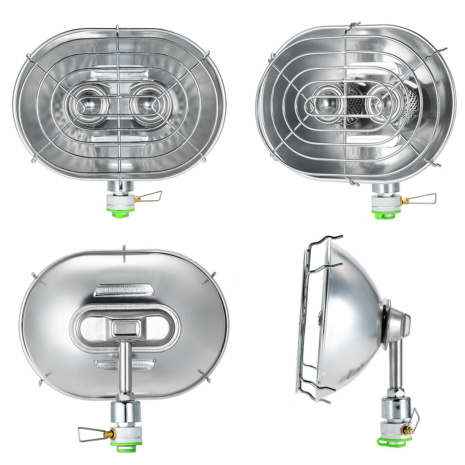 Double Head Outdoor Heater Portable Infrared Ray Camping Heating Stove Warmer Heating Gas Stove with Gas Tank Adapter